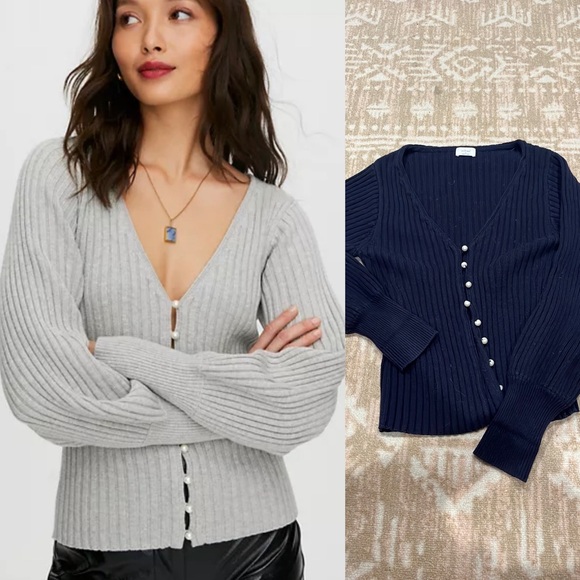 Wilfred Pearl Cardigan Navy Blue Sz M 